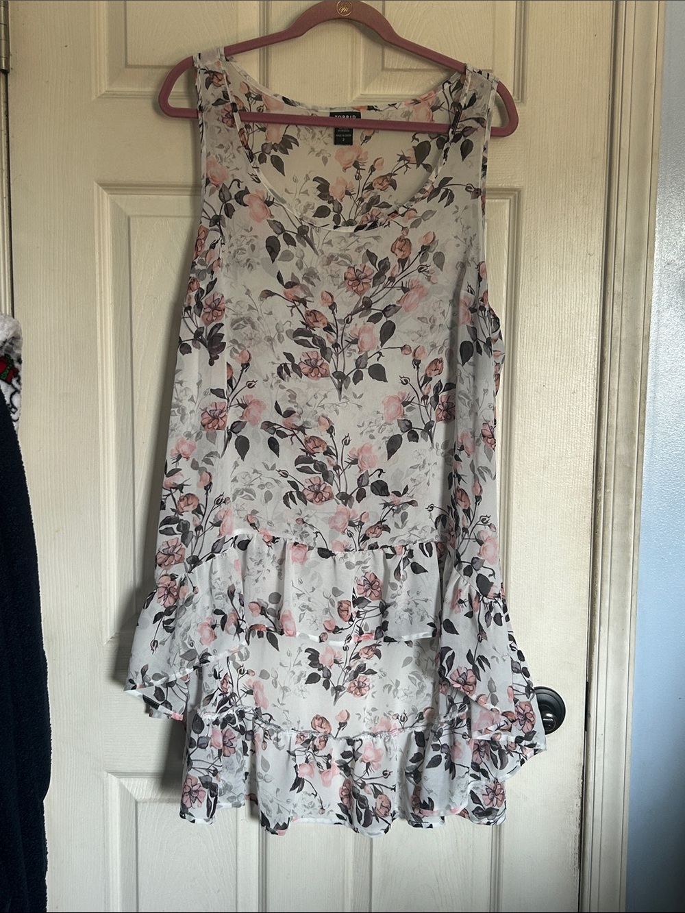 Torrid floral print sheer chiffon high low tunic tank size 2X